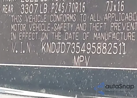 2009 Kia Sorento Lx from USA, damaged, VIN KNDJD735495882511